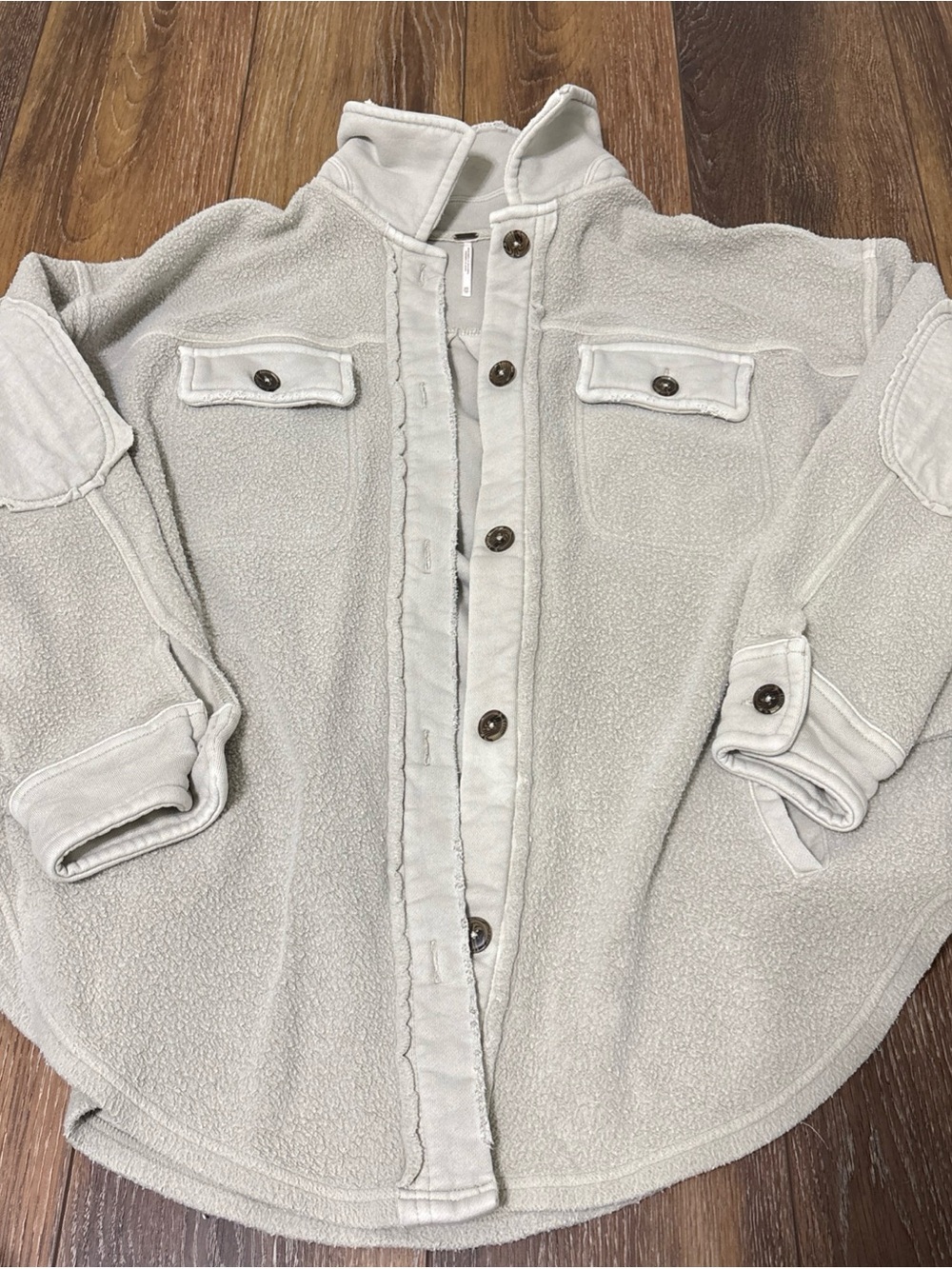 Free People Ruby Oversized Fleece Jacket XS Beige Womens button up